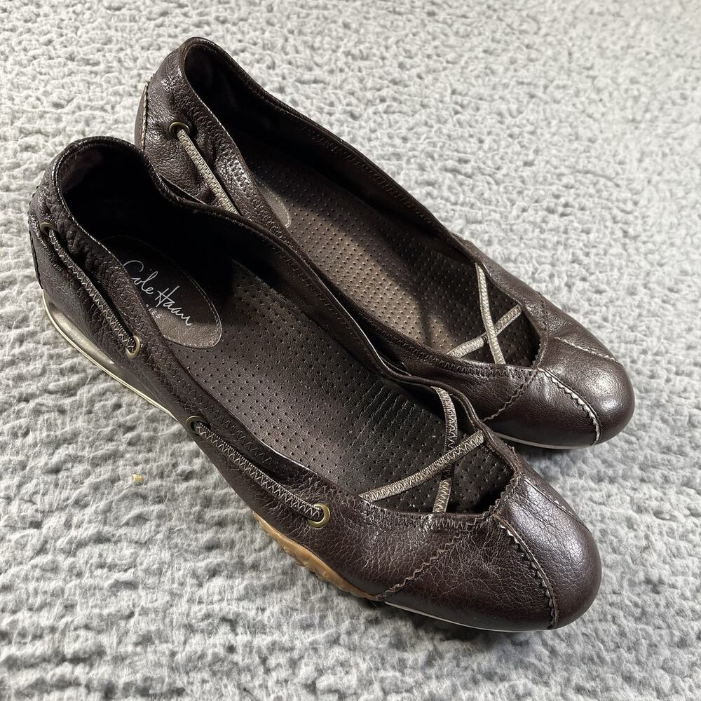 Cole Haan Air Brown Leather Ballet Flats Slip On Shoes Women's Size 8.5 B